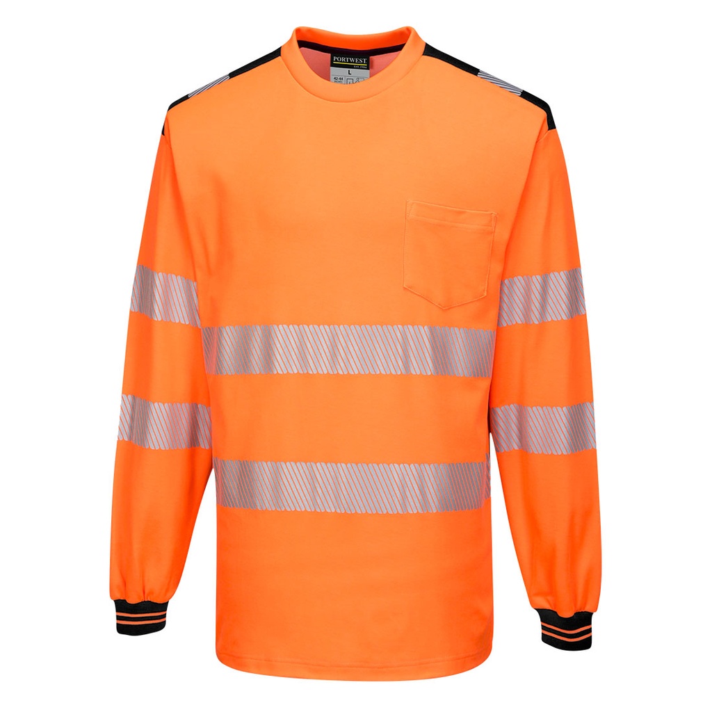 T-SHIRT M/LONGUES HV- T185 (S, Orange/noir)
