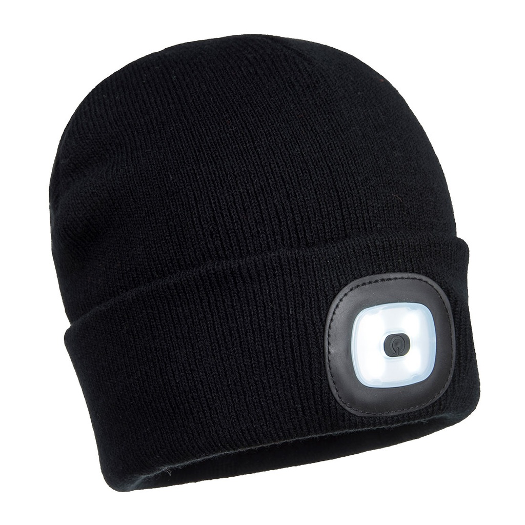 BONNET BEANIE AVEC LED RECHARGEABLE NOIR B029 