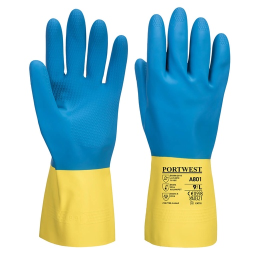GANT LATEX DOUBLE ENDUCTION JAUNE BLEU A801